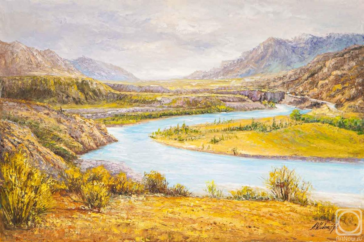 Картина маслом на холсте. Влодарчик Анджей. Алтай. Место слияния реки Чуя и Катунь
