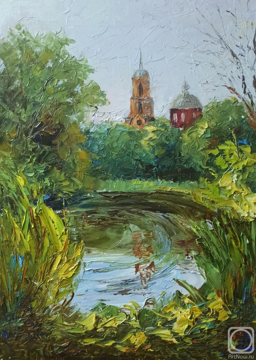 Картина маслом на холсте. Черных Василий. Река Дон село Романово