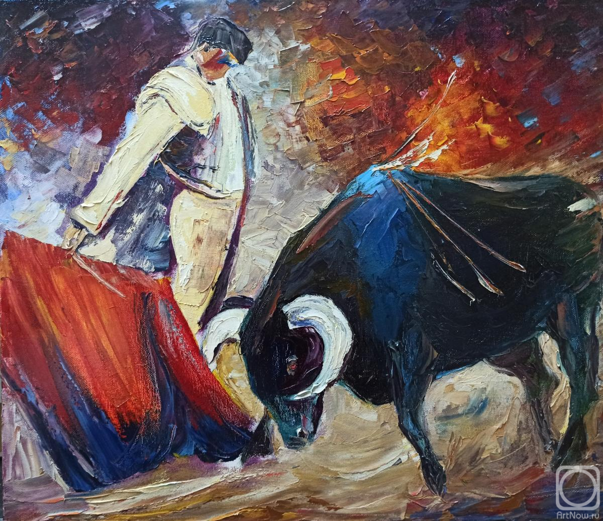 Картина маслом на холсте. Черных Василий. Поединок