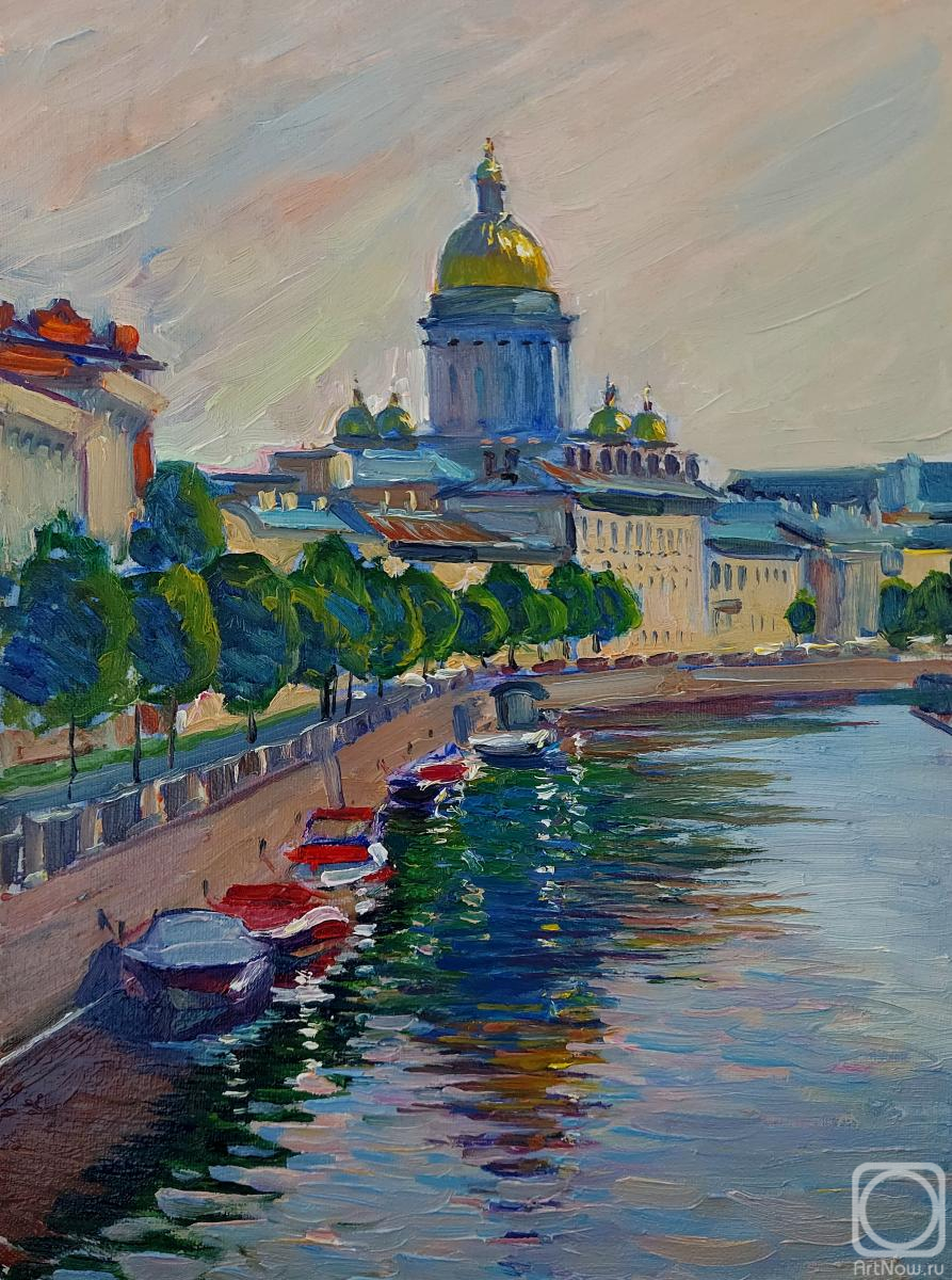 Картина маслом на холсте. Мельников Александр. Прекрасное утро на реке Мойке