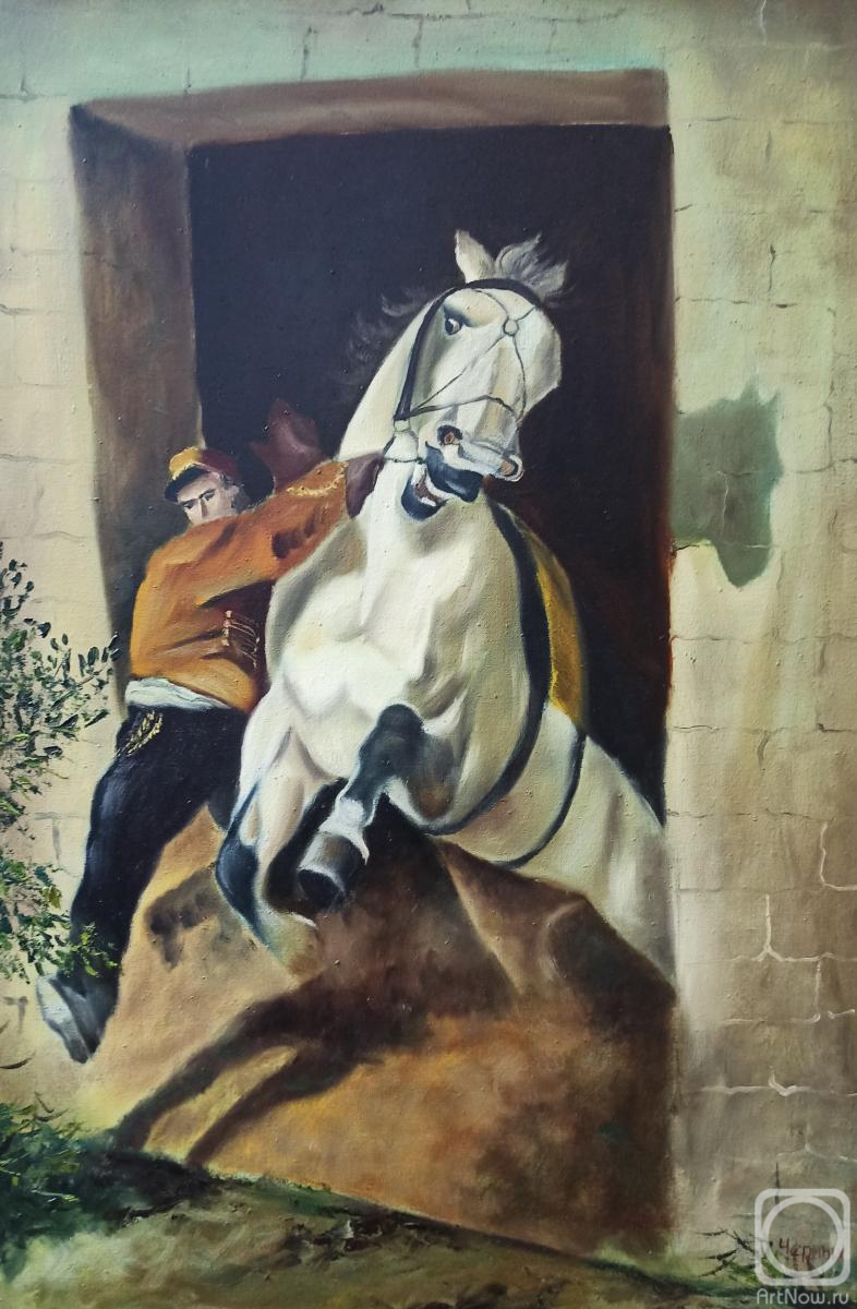 Картина маслом на холсте. Черных Василий. Из конюшни