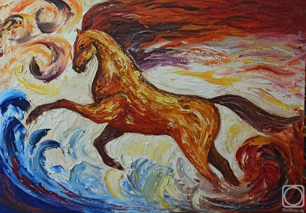 Картина маслом на холсте. Черных Василий. Конь огонь