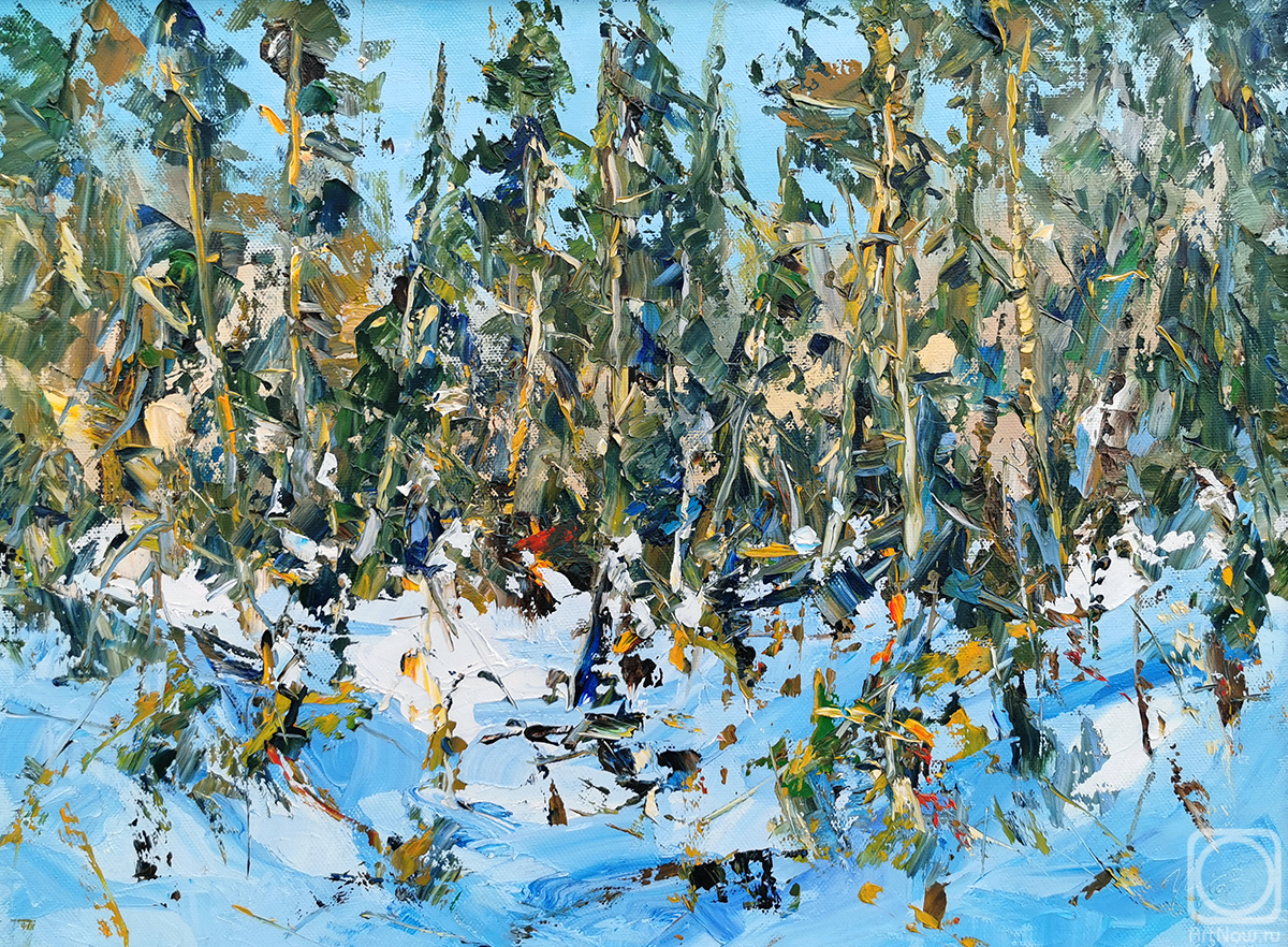 Картина маслом на холсте. Ушков Валерий. Мартовский лес