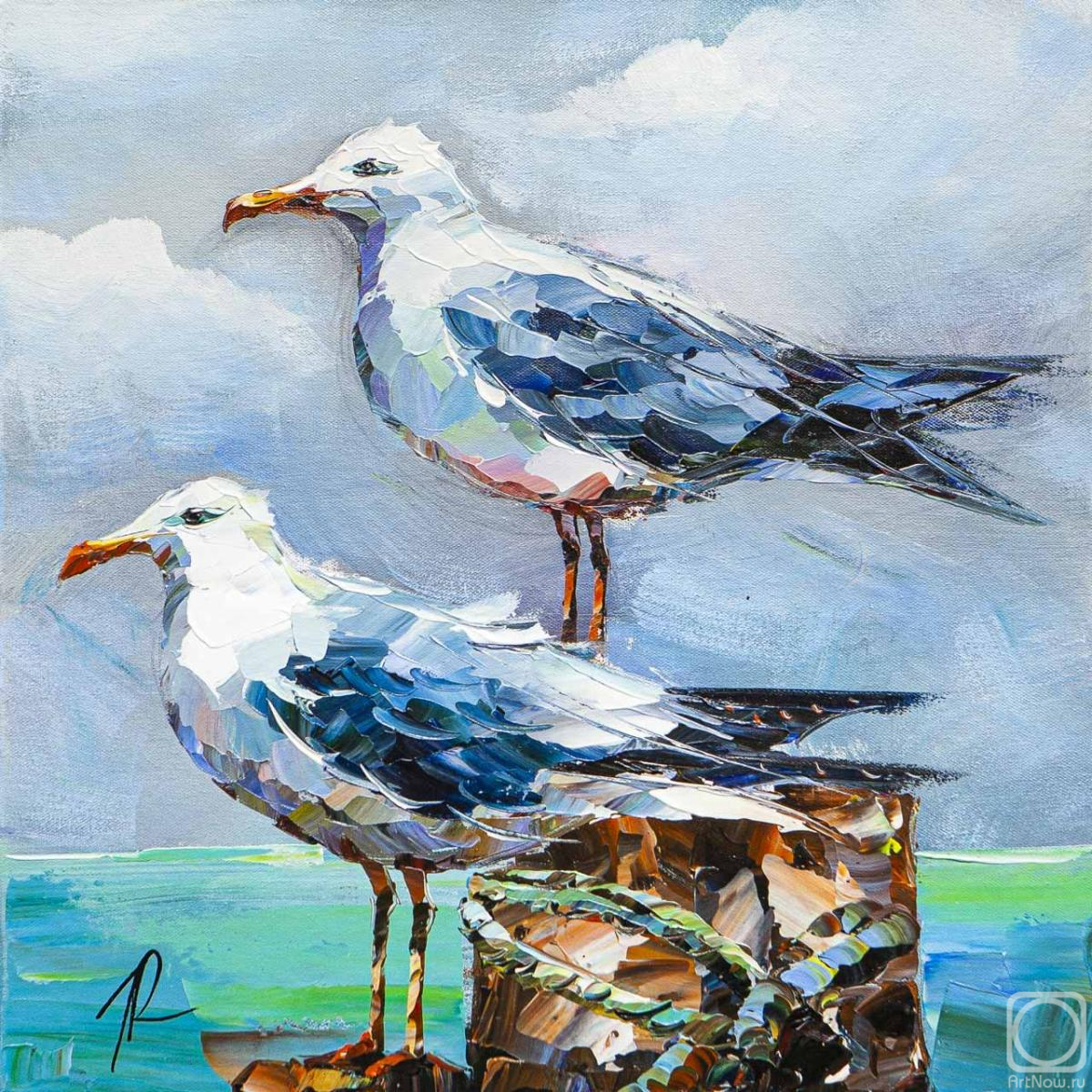 Картина маслом на холсте. Родригес Хосе. Чайки. Встречая корабли