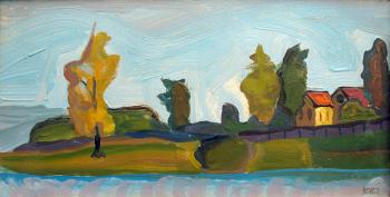 Autumn. Pond in Konstantinovo (Quick oil sketch)