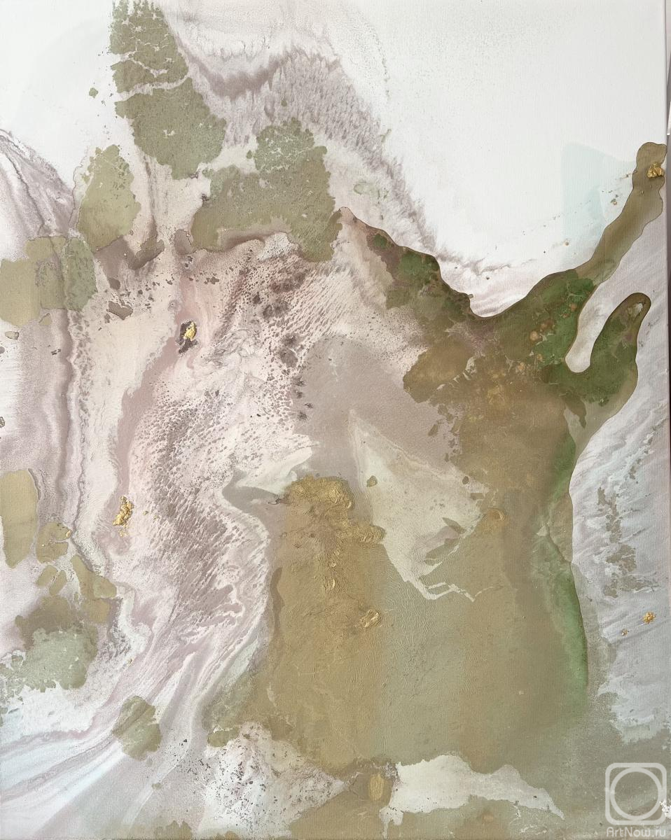 Картина. Скромова Марина. Абстракция золотая с розовым