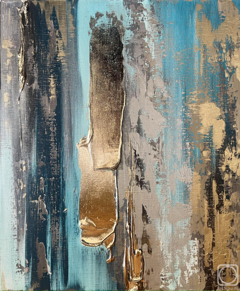 Картина. Скромова Марина. Небольшая бирюзовая картина в узкий простенок