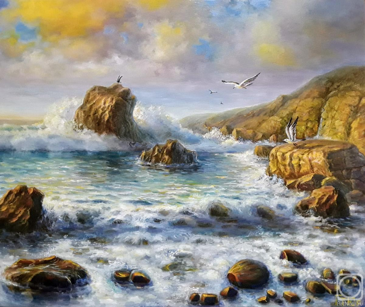 Картина маслом на холсте. Гришутина Татьяна. Волнорез