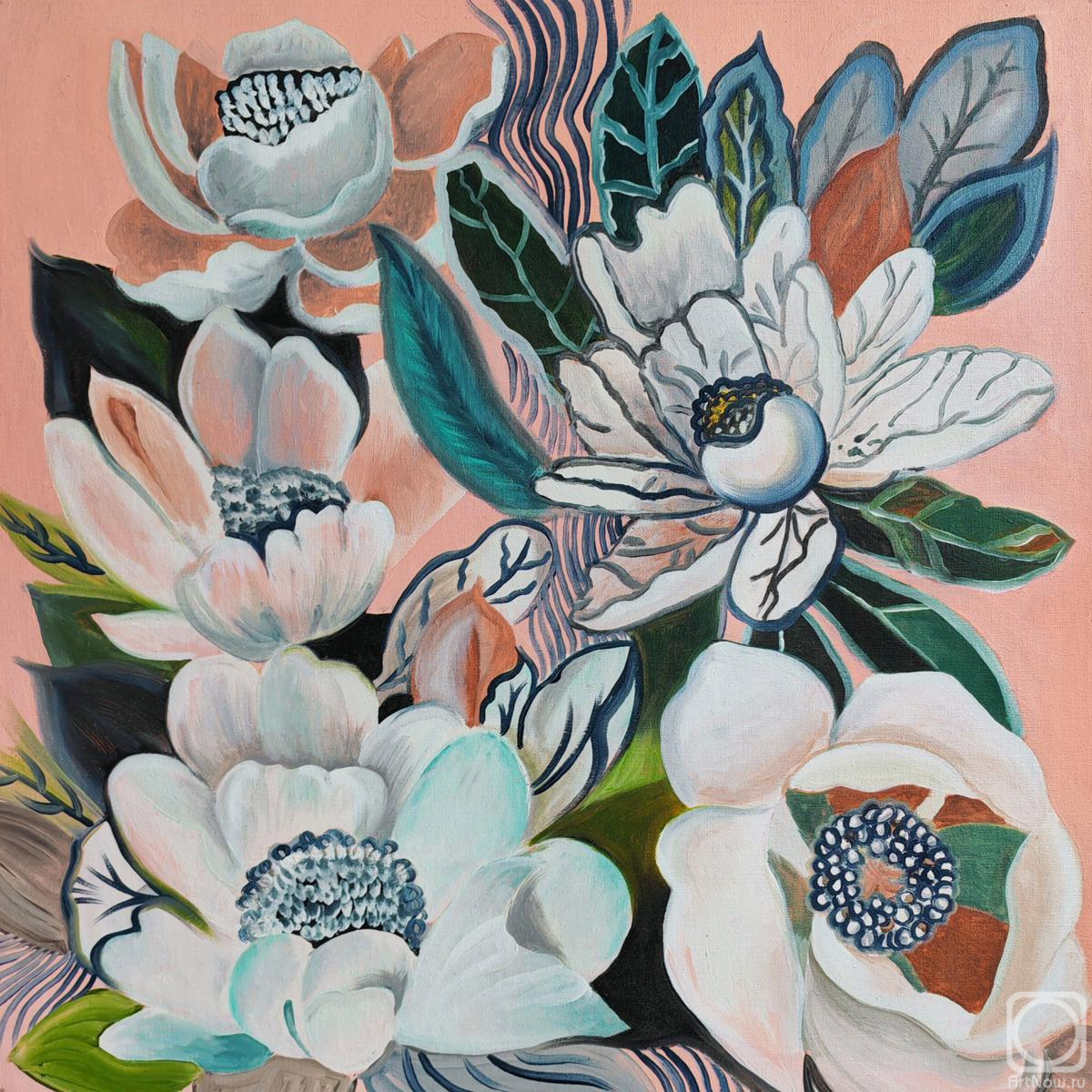 Картина маслом на холсте. Кириллова Юлия. Розовые богемные цветы