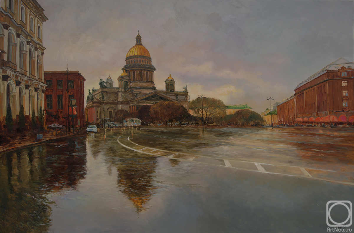 Картина маслом на холсте. Панов Эдуард. Площадь Исаакиевского собора