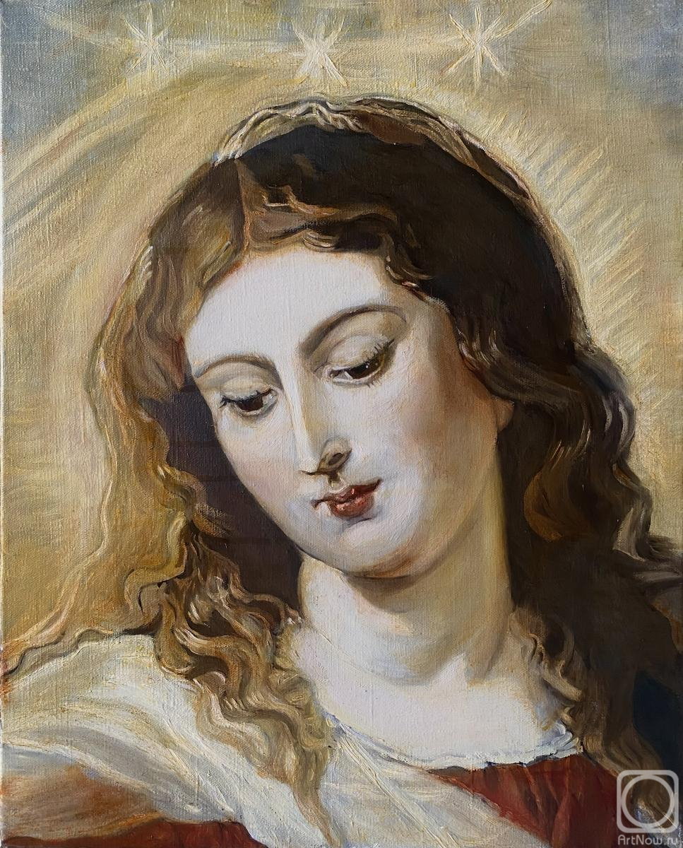 Картина маслом на холсте. Сафарова Светлана. Свободная копия Рубенса "Непорочное зачатие"