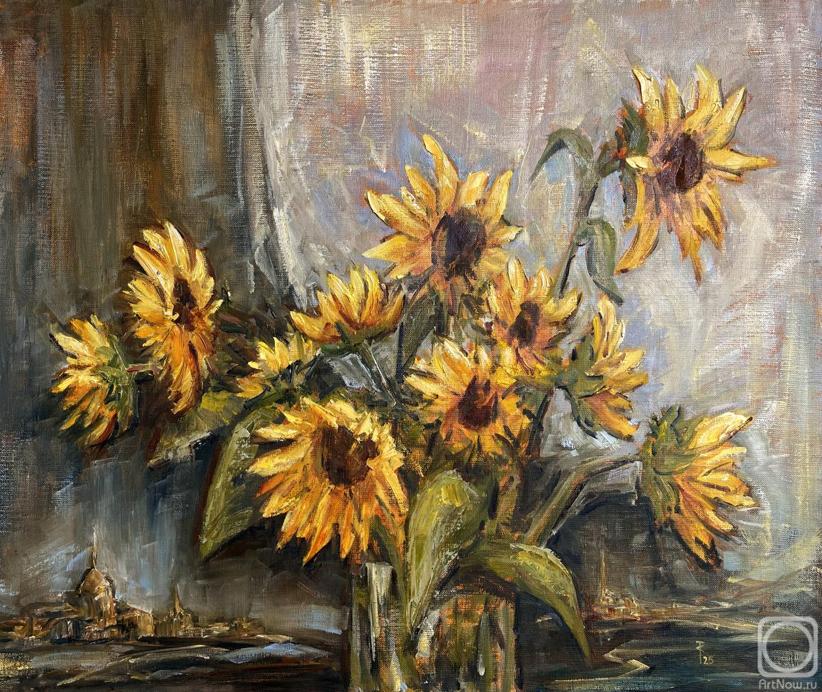 Картина маслом на холсте. Товстик Саша. Город под солнцем