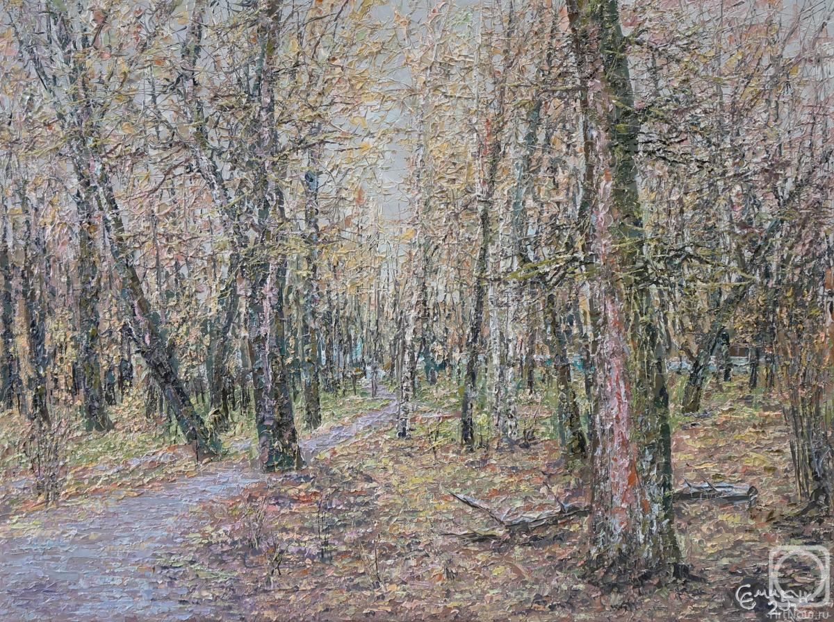Картина маслом на холсте. Смирнов Сергей. Меланхолия осеннего сквера