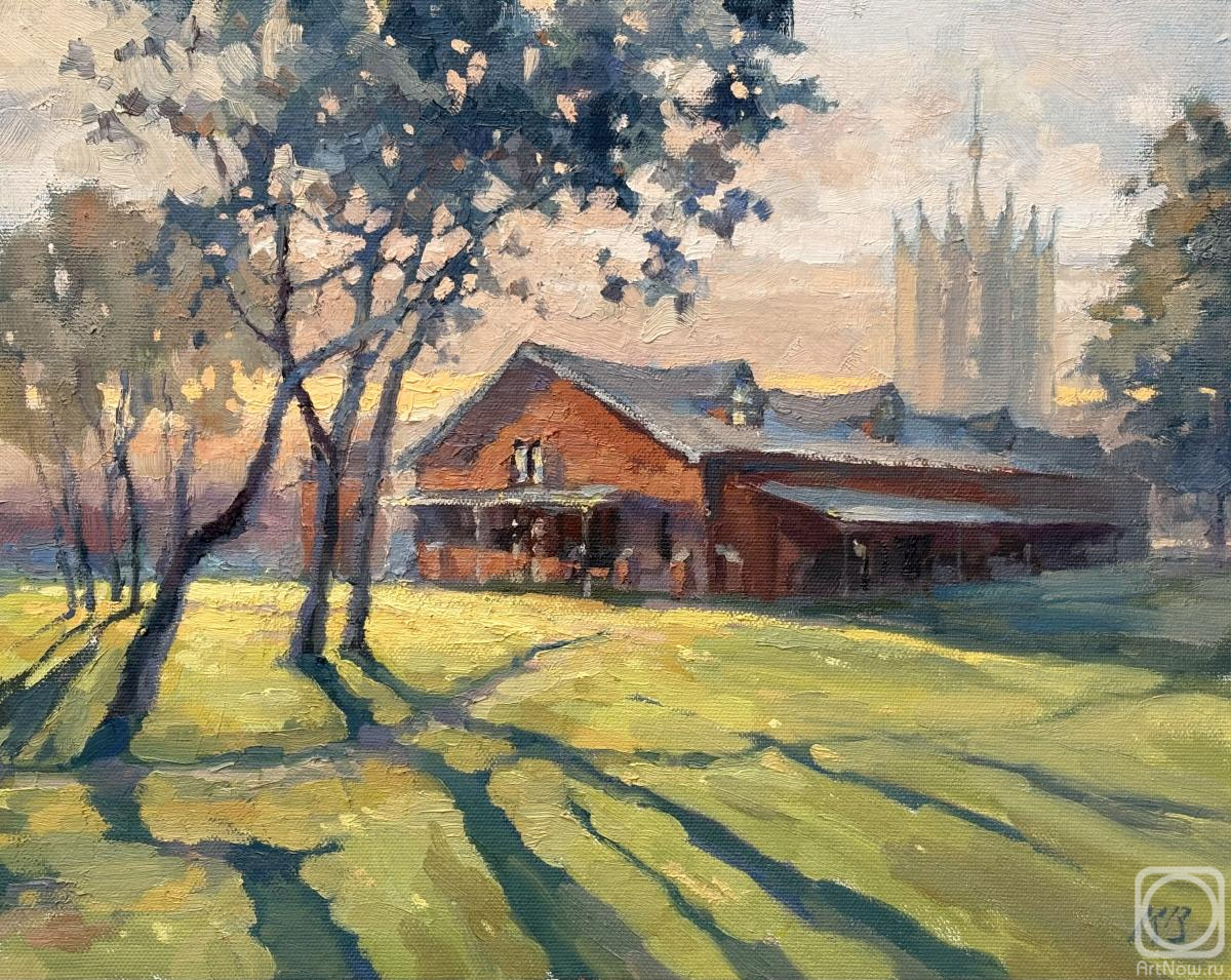 Картина маслом на холсте. Вахрушев Константин. Сад Бенуа. На закате