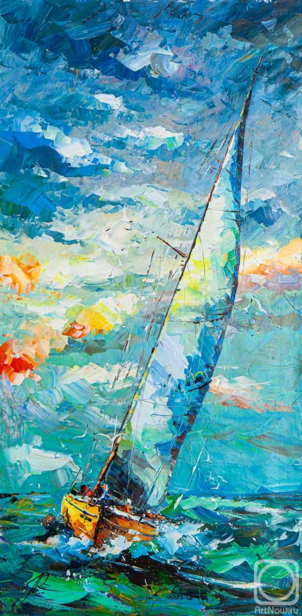 Картина маслом на холсте. Родригес Хосе. Покоряя волны