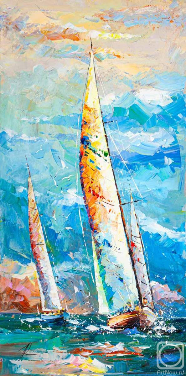 Картина маслом на холсте. Родригес Хосе. Танец волн и парусов