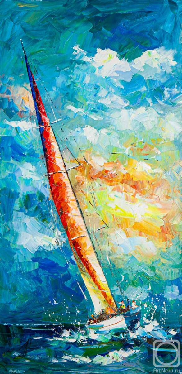 Картина маслом на холсте. Родригес Хосе. Под парусом свободы