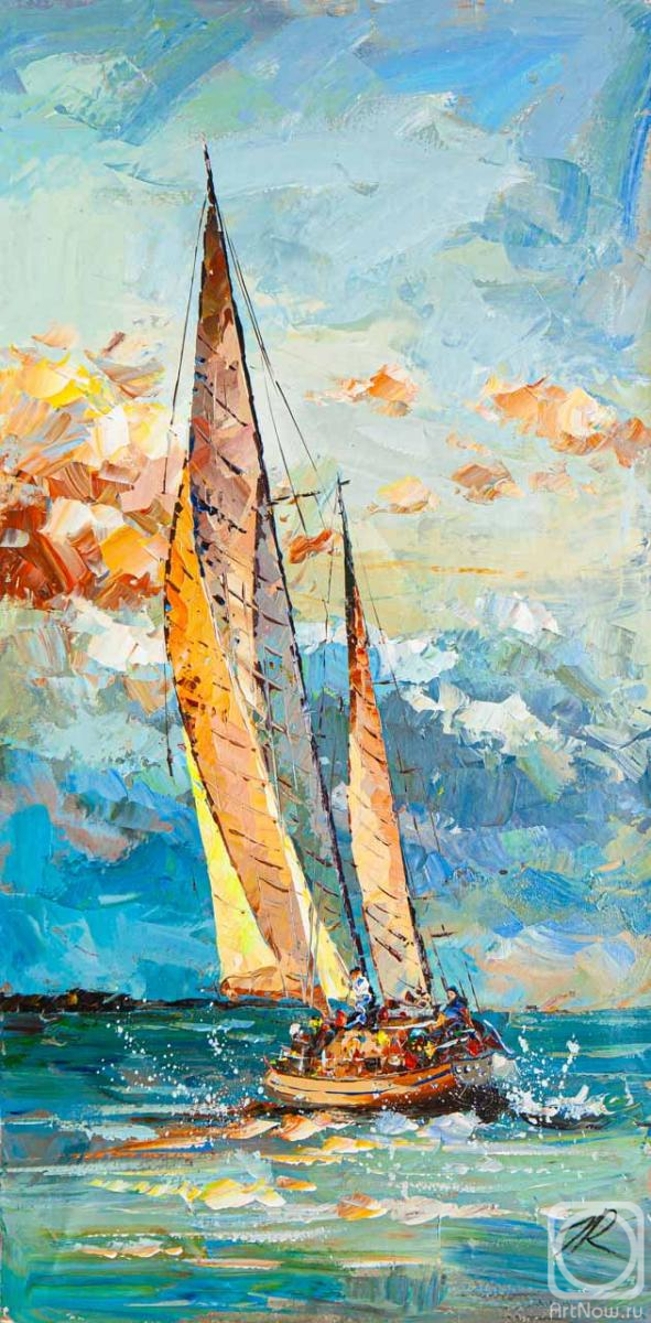 Картина маслом на холсте. Родригес Хосе. Яхта. Зов дальних берегов