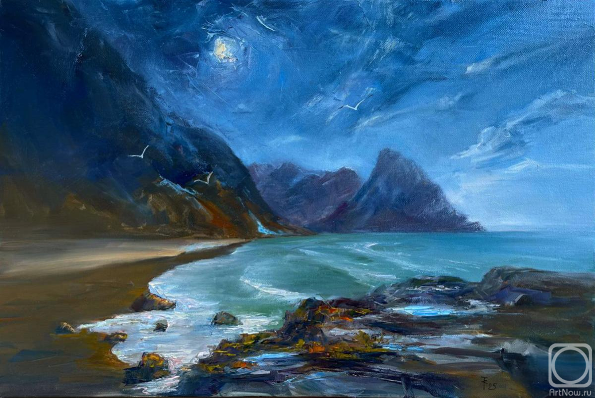 Картина маслом на холсте. Товстик Саша. Белая няочь