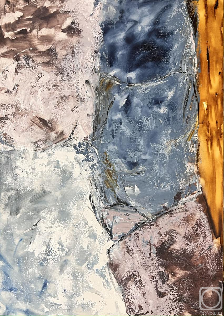 Картина маслом на холсте. Скромова Марина. Огромная картина голубой с бежевым