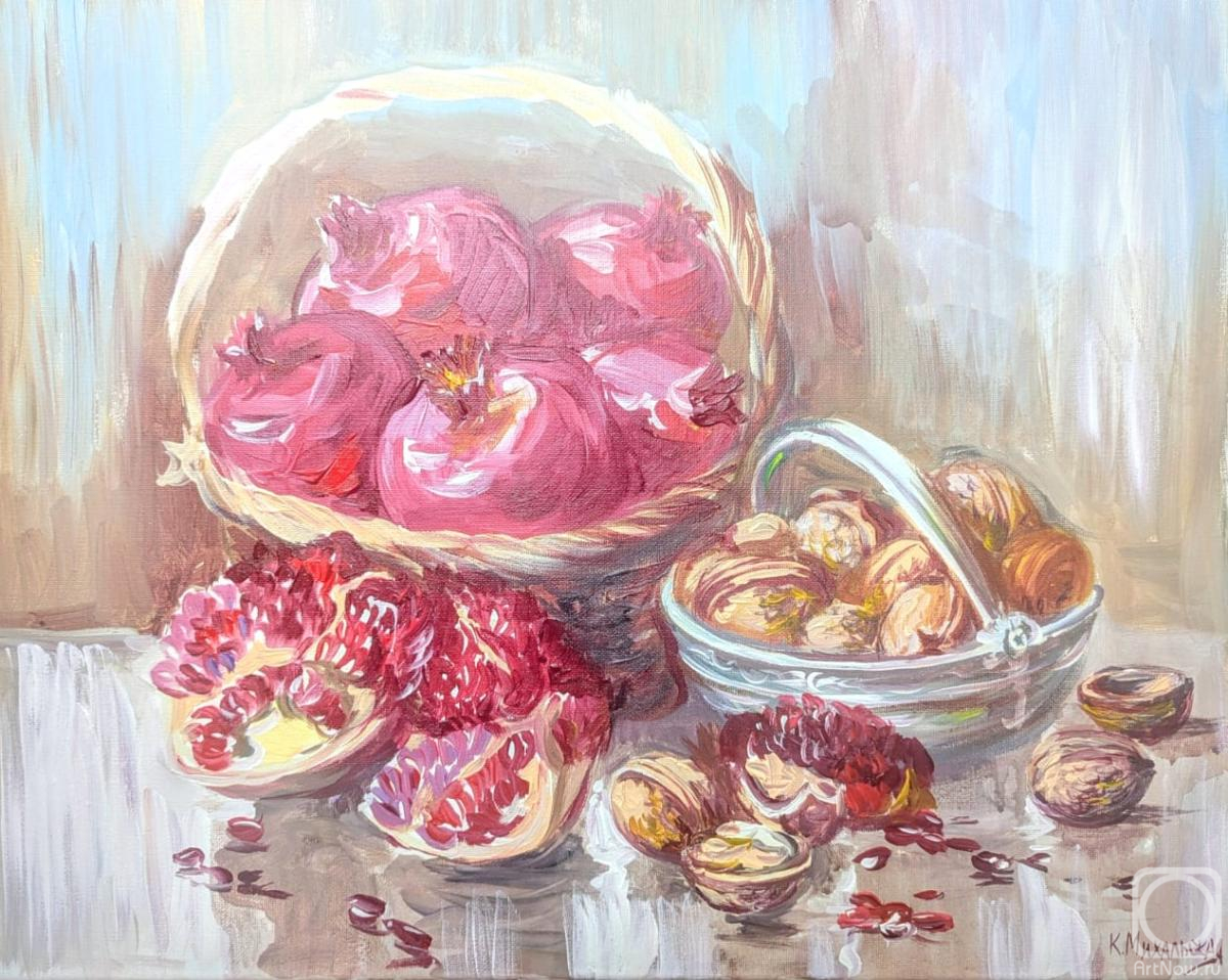 Картина маслом на холсте. Михальская Екатерина. Орехи и гранаты
