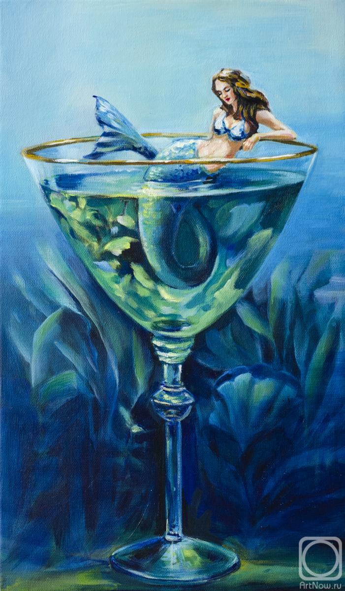 Картина. Кречетова Наталья. Русалка в бокале