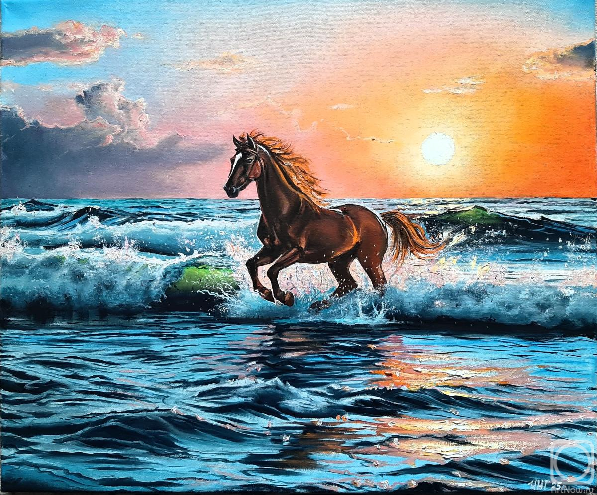 Картина маслом на холсте. Грибанов Игорь. Бегущая по волнам