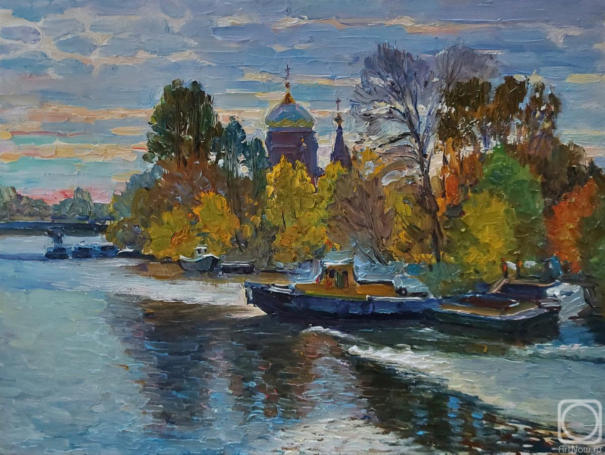 Картина маслом на холсте. Мельников Александр. Осенний пейзаж на Екатерингофке