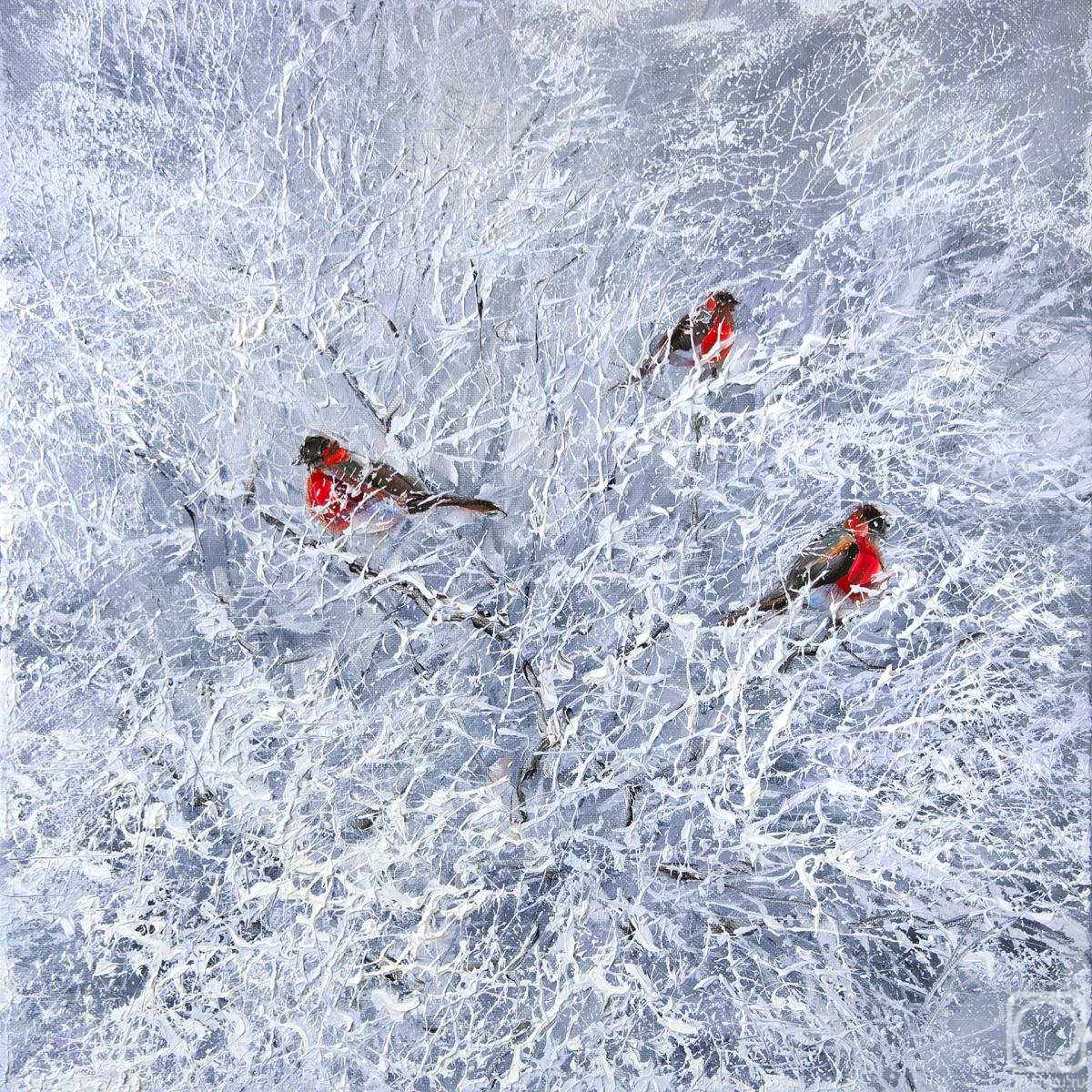 Картина маслом на холсте. Кравчук Владислав. Снегири