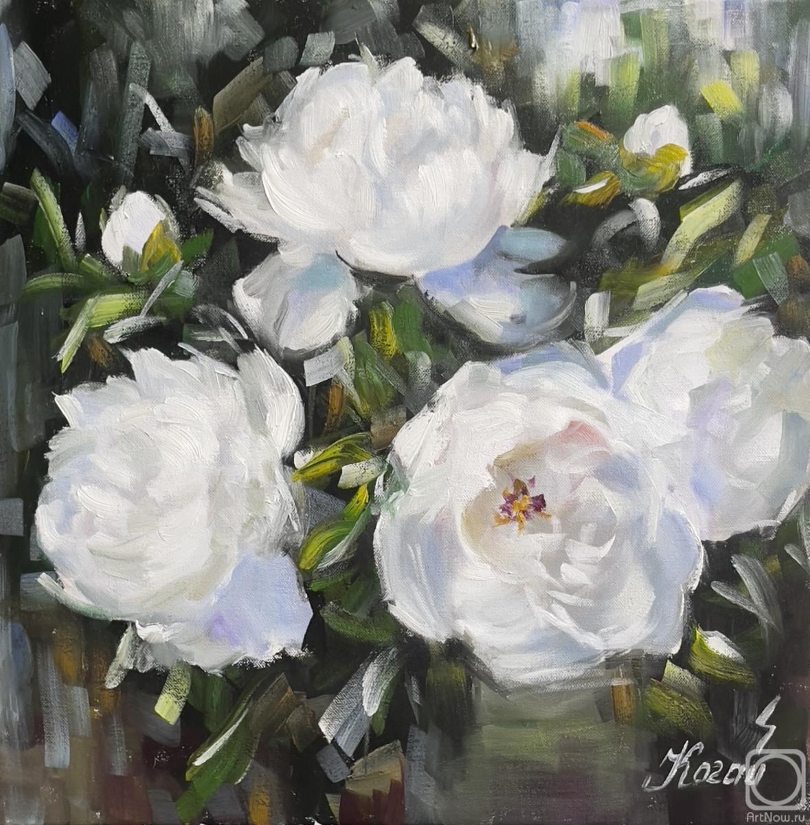 Картина маслом на холсте. Когай Жанна. Белые пионы
