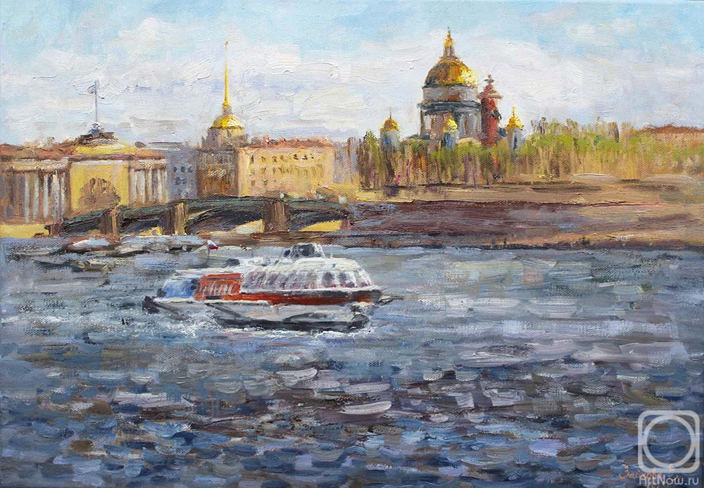 Картина маслом на холсте. Тютина-Зайкова Екатерина. По волнам Невы