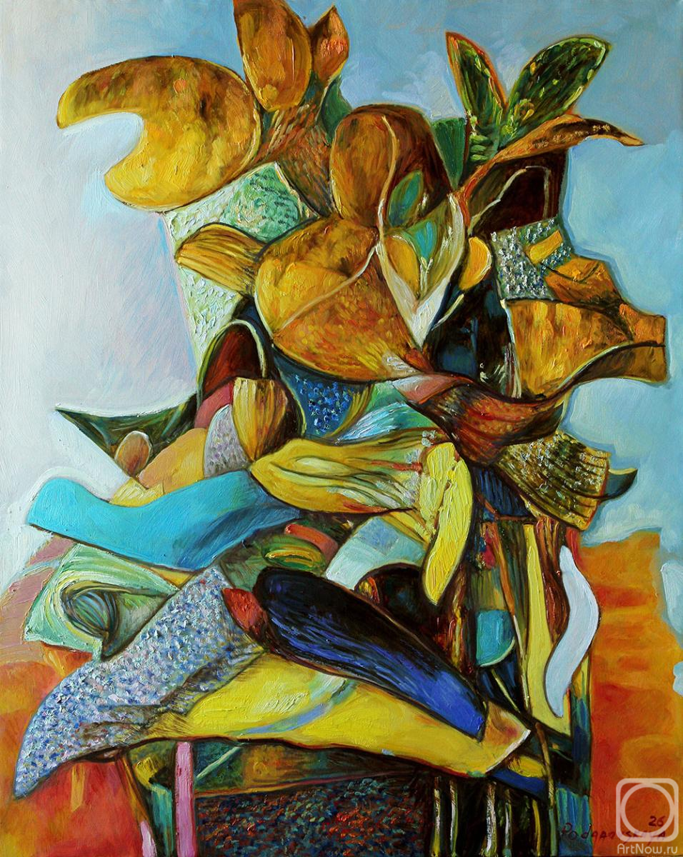 Картина маслом на холсте. Подгаевская Марина. Желто-зеленая композиция №2