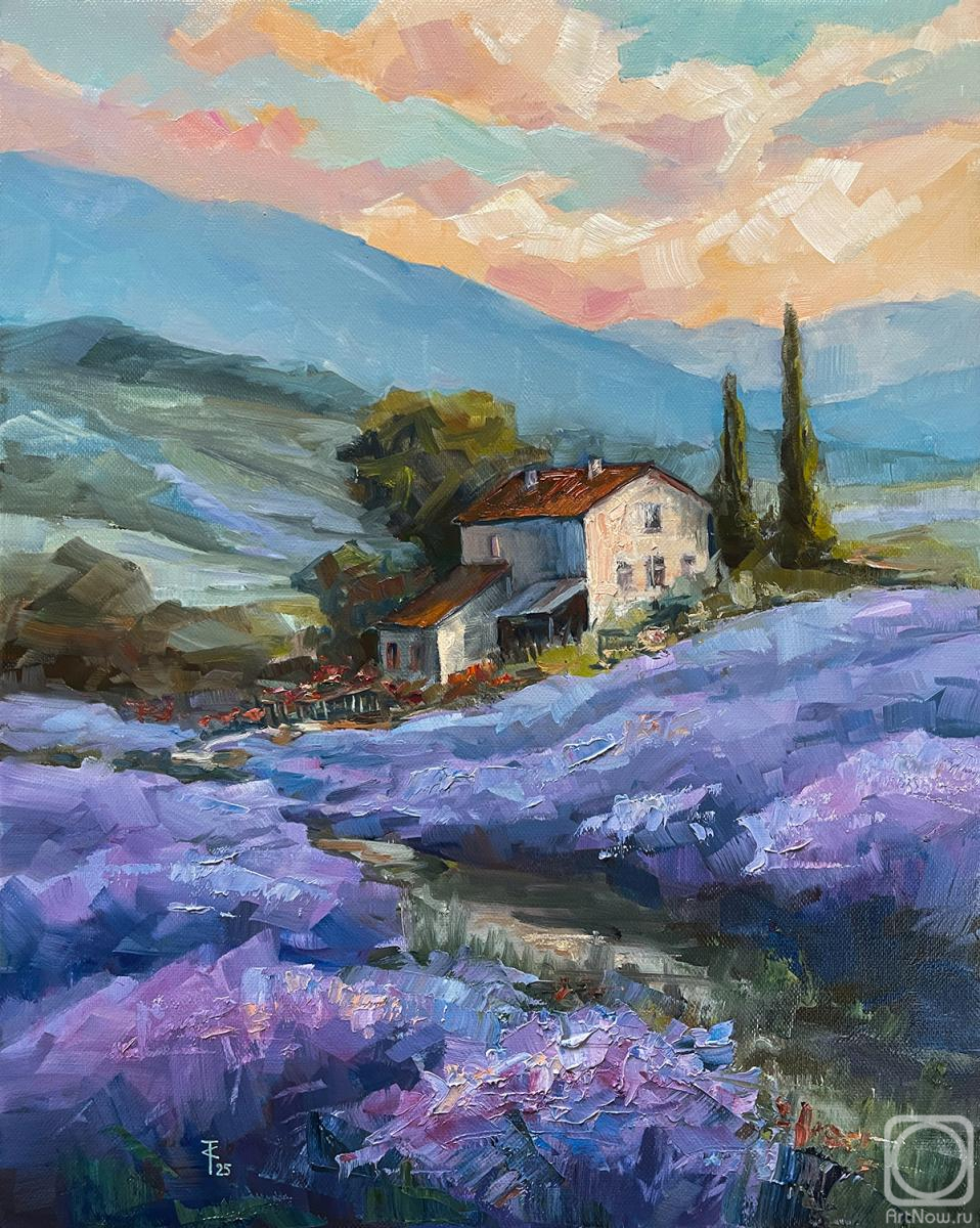 Картина маслом на холсте. Товстик Саша. Лавандовый вечер