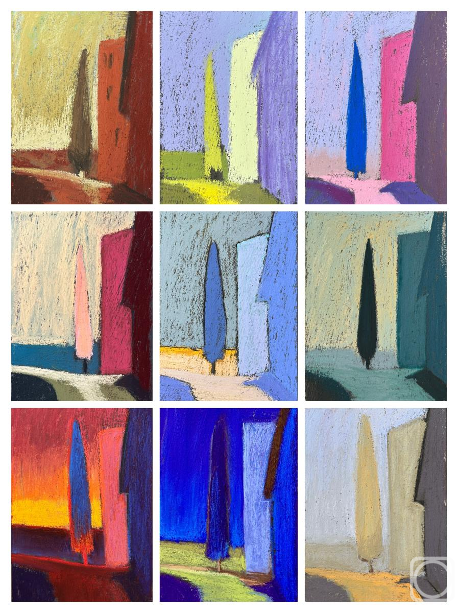 Картина. Балашова Наталья. Кипарис в разных палитрах