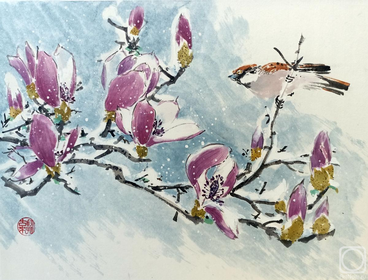 Картина. Мишуков Николай. Заснеженная магнолия