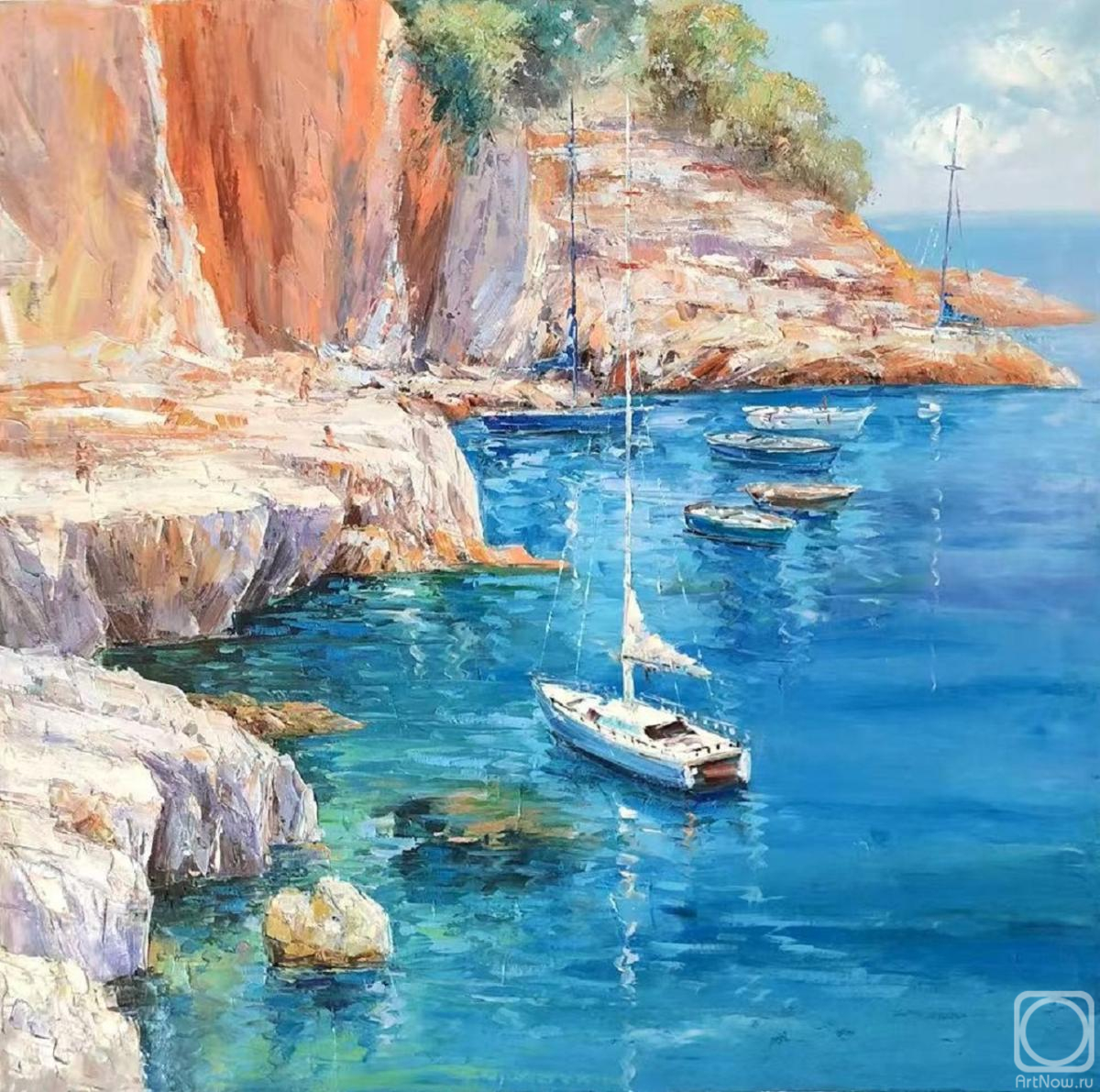 Картина маслом на холсте. Влодарчик Анджей. Средиземноморье. Уединенная бухта