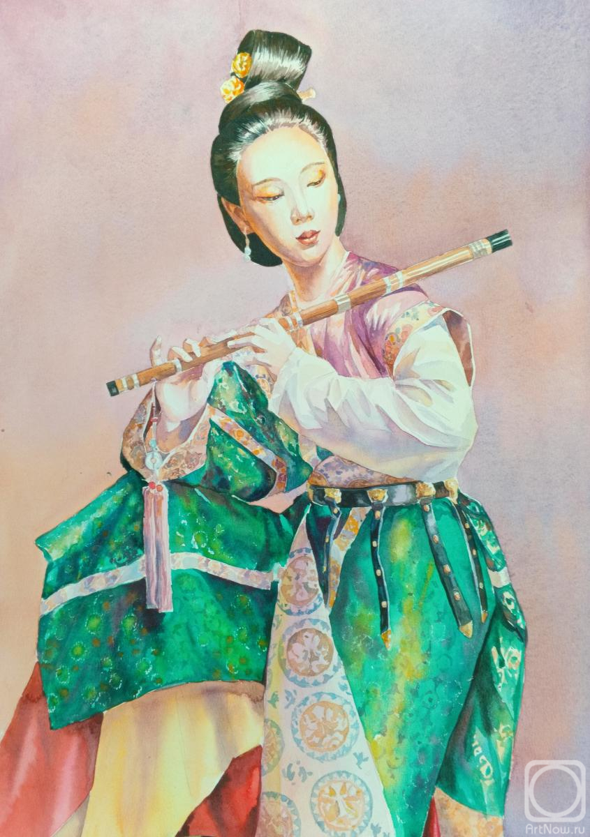 Картина. Антосевич Беатриса. Китаянка с флейтой