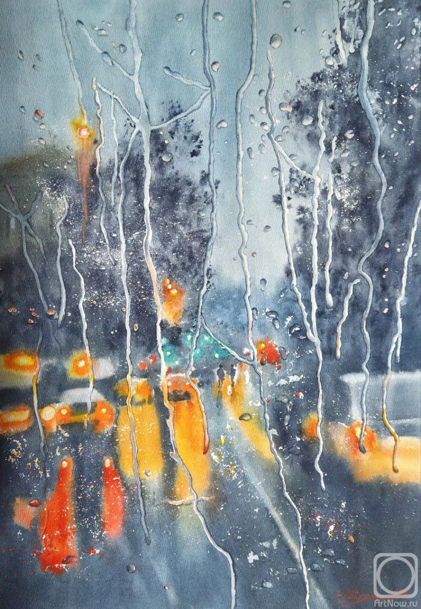 Картина. Гайворонская Елена. Дождливое такси