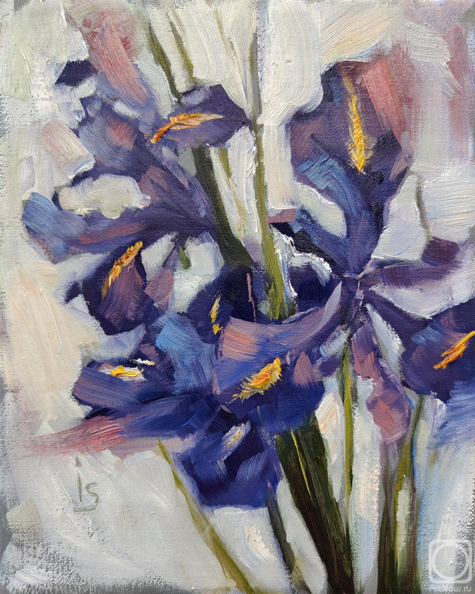 Картина маслом на холсте. Сергеева Ирина. Синие ирисы