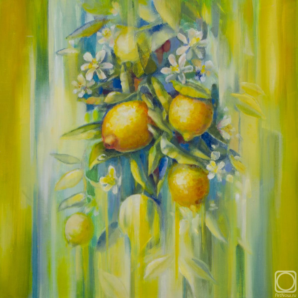Картина маслом на холсте. Кречетова Наталья. Лимоны и цветы