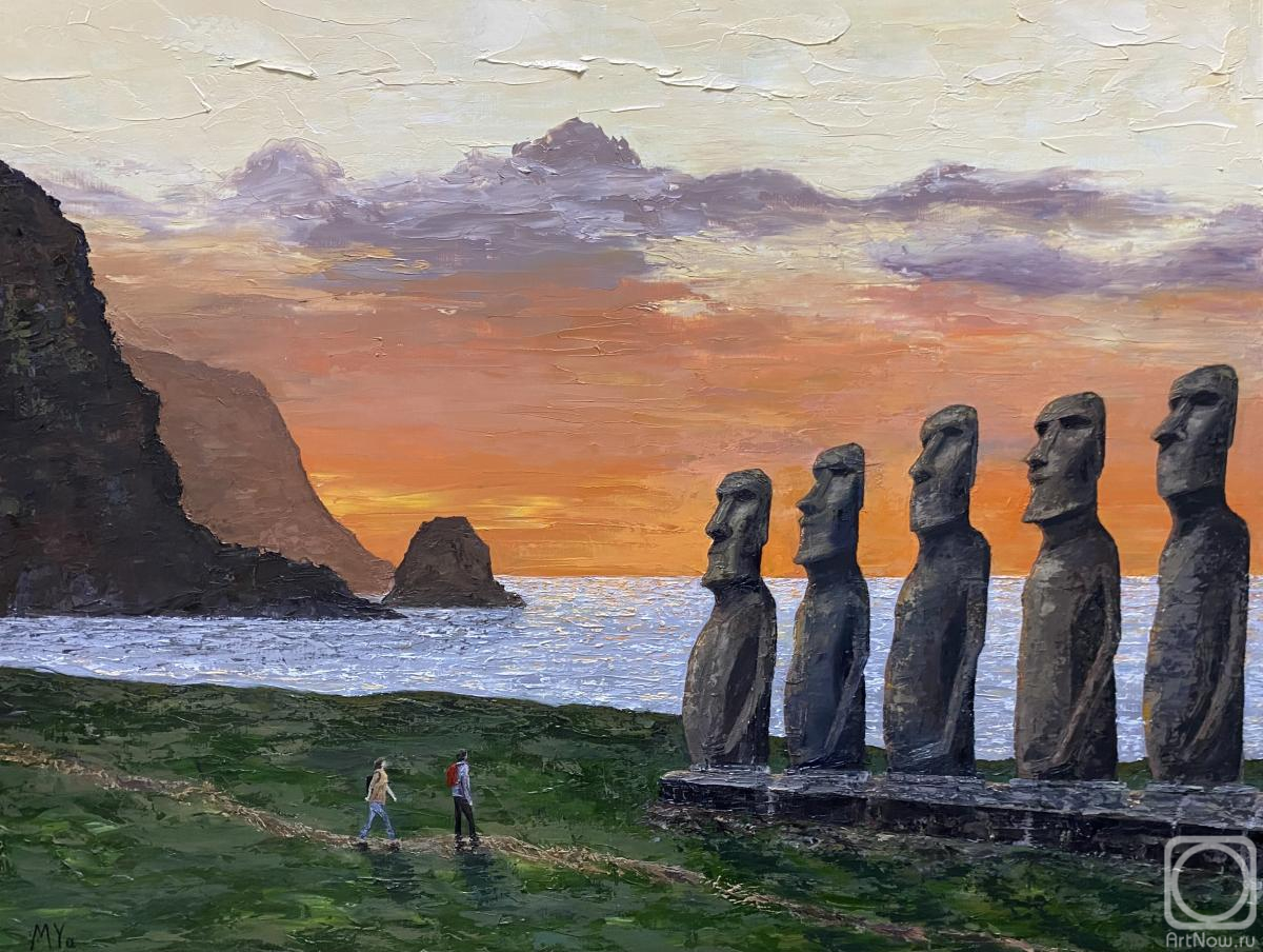 Картина маслом на холсте. Яковцева Мария. Остров Пасхи