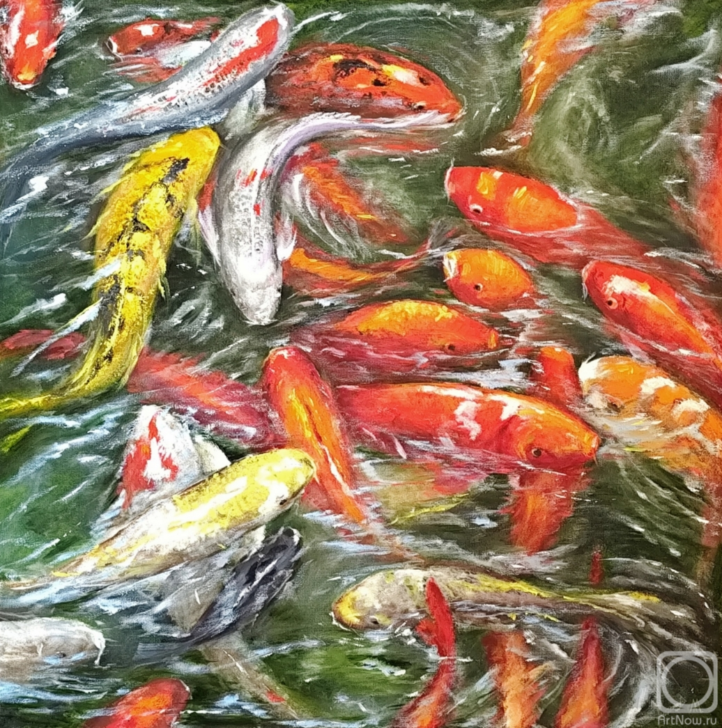 Картина маслом на холсте. Литвинов Андрей. Течение кои