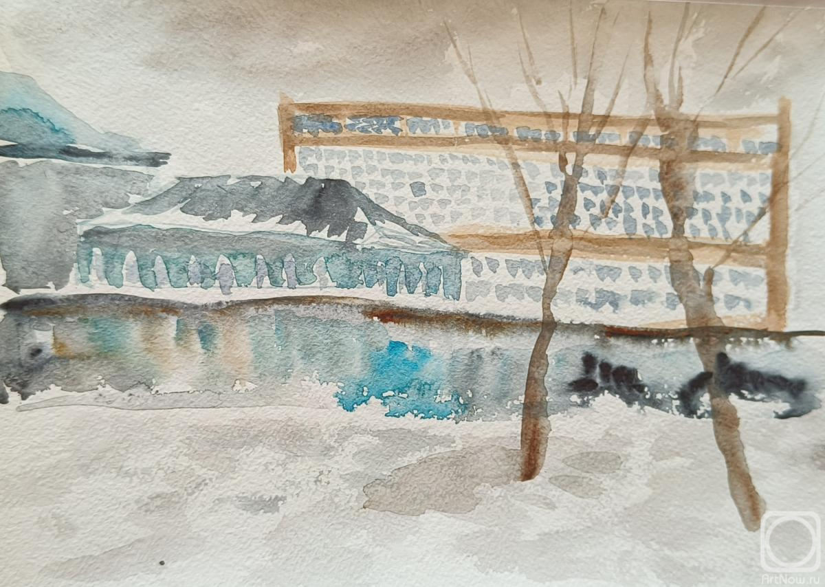 Картина. Апарина Ольга. Заводские корпуса зимой