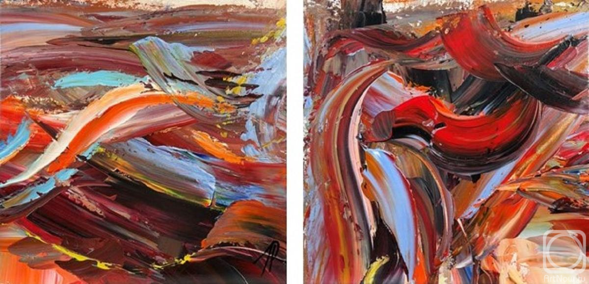 Картина маслом на холсте. Родригес Хосе. Диптих «Flames of love»