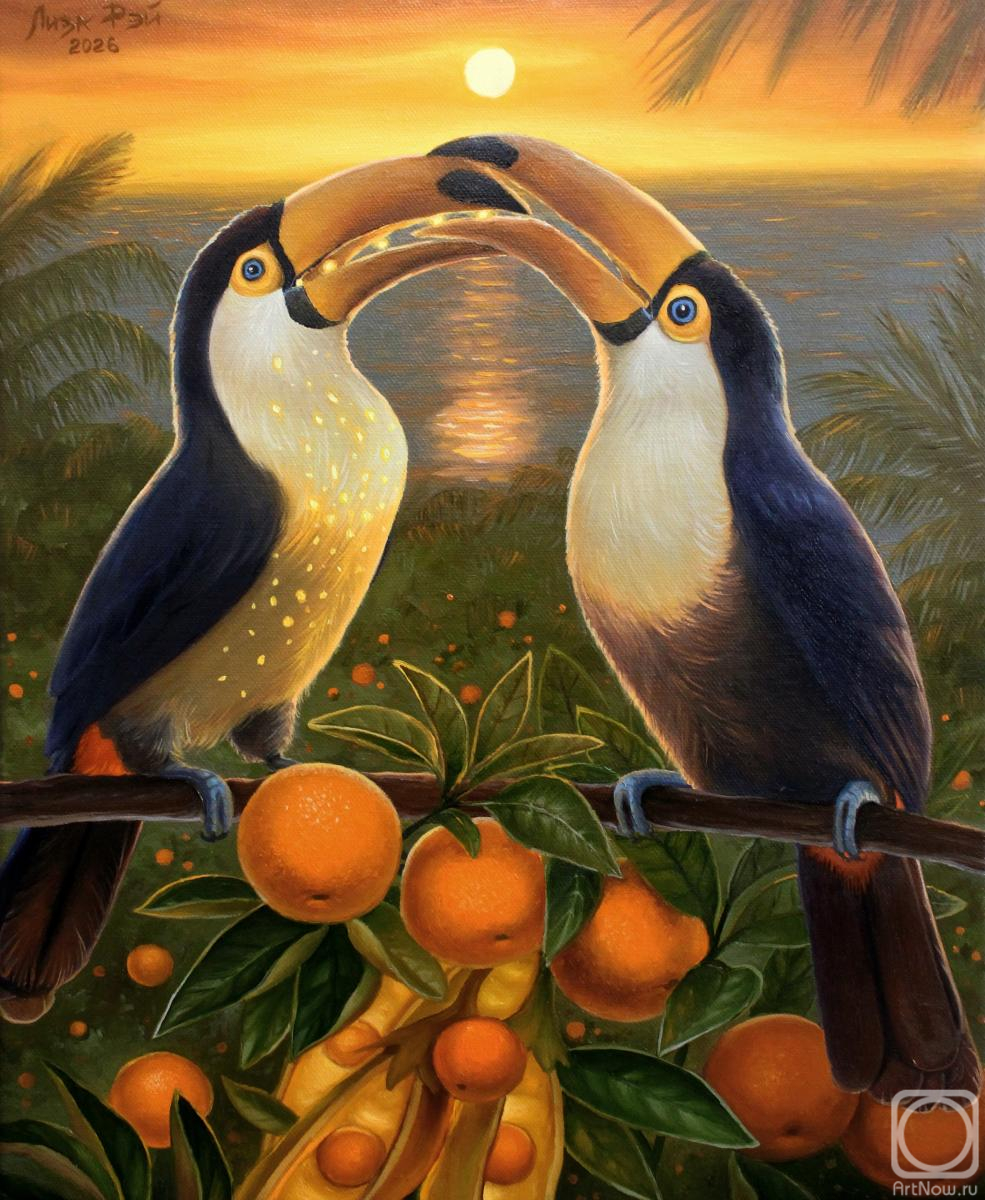 Картина маслом на холсте. Рэй Лиза. Сад солнечных птиц