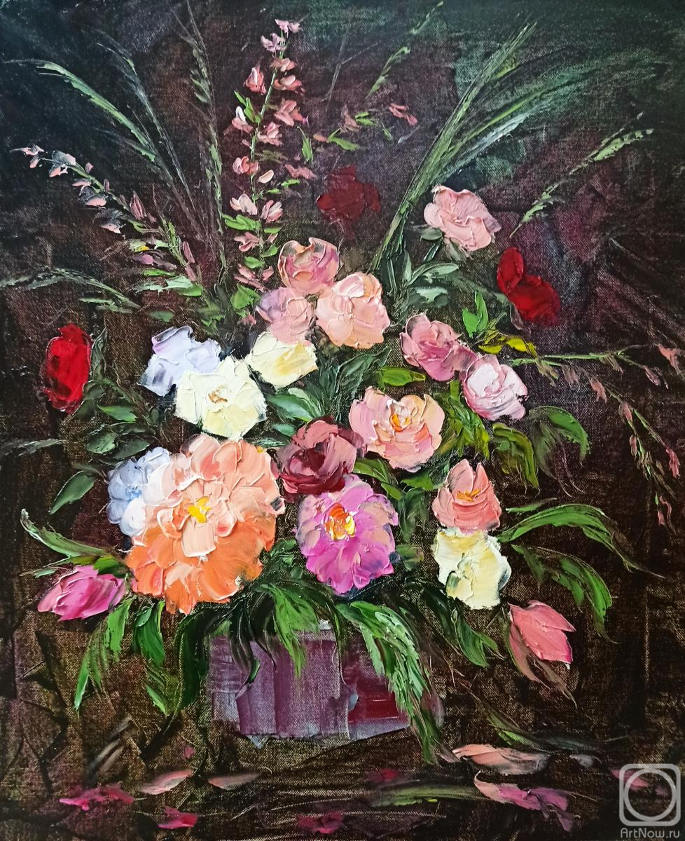 Картина маслом на холсте. Черных Василий. Цветы для любимой