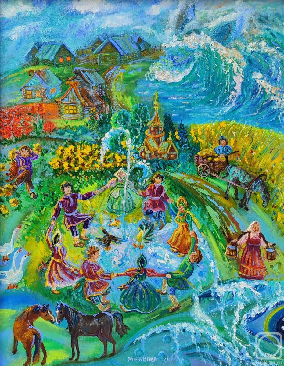 Картина маслом на холсте. Мелкова Мария. Рыба-кит