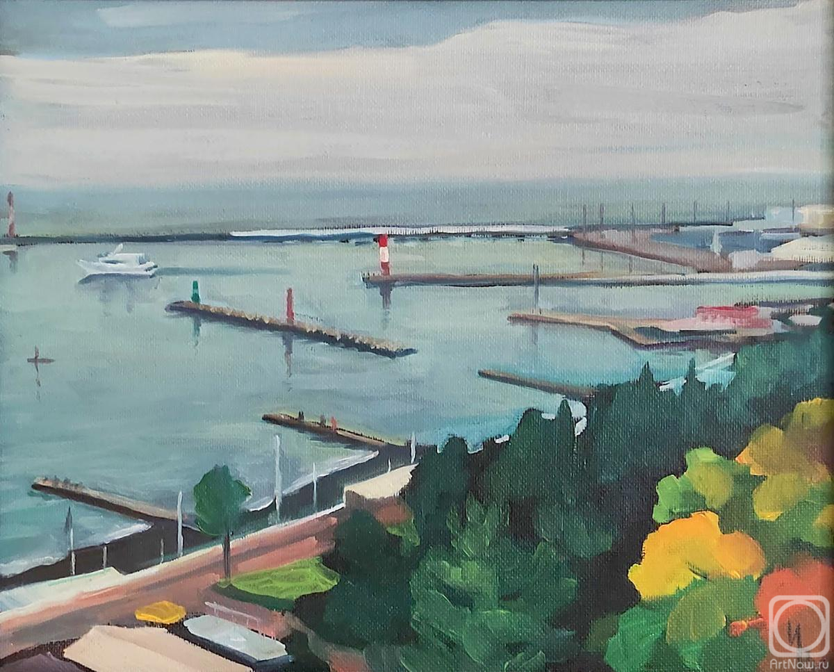 Картина маслом на холсте. Вольвак Инна. Сочи. Вид на море и маяк