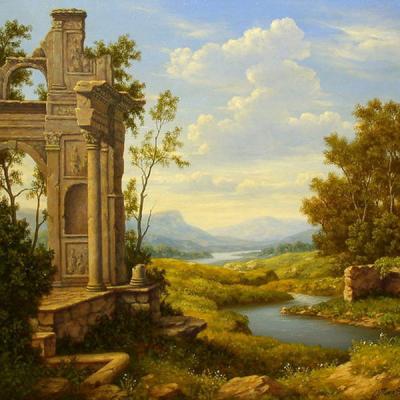 Landscape with ruins