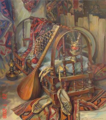 The Armenian still-life with a cradle and a lamp. Khachatryan Meruzhan
